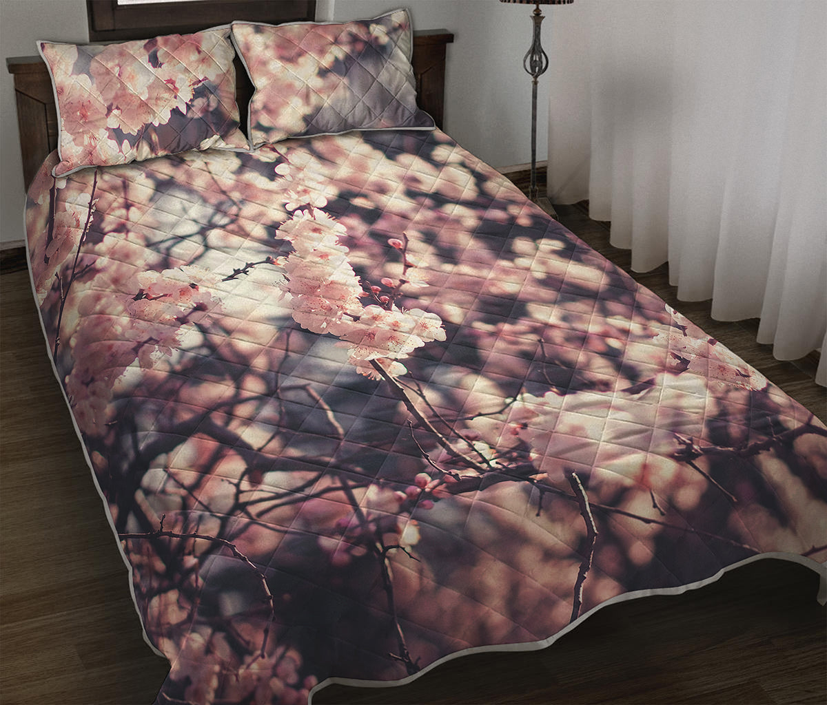 Sakura Cherry Blossom Print Quilt Bed Set