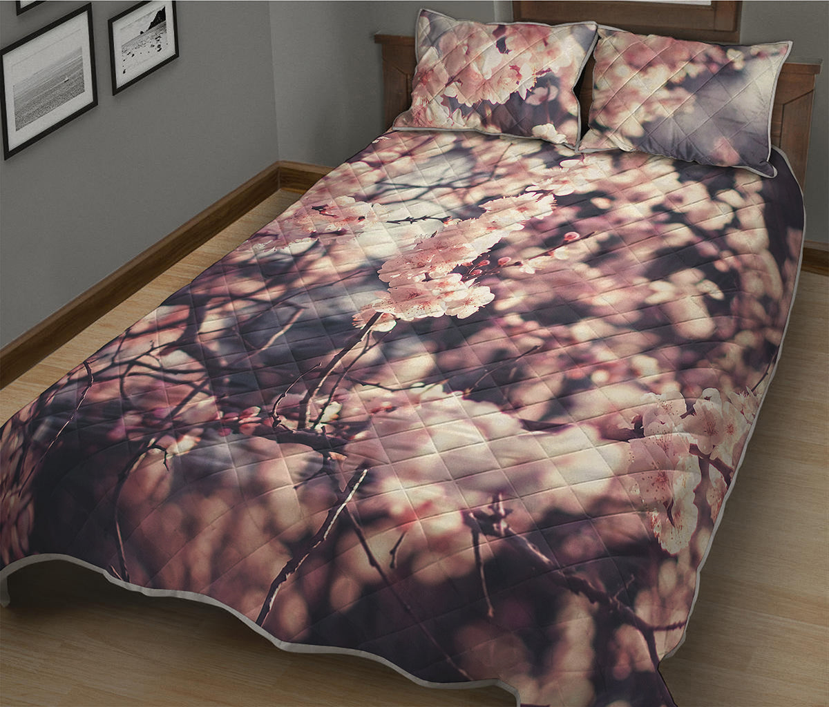 Sakura Cherry Blossom Print Quilt Bed Set