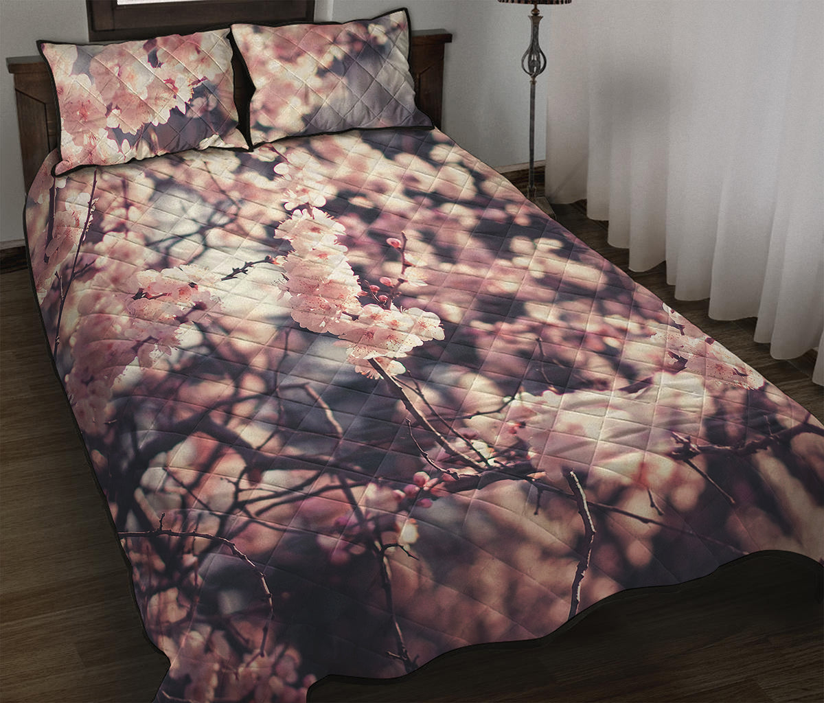 Sakura Cherry Blossom Print Quilt Bed Set
