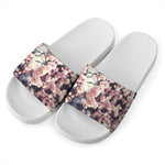 Sakura Cherry Blossom Print White Slide Sandals