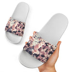 Sakura Cherry Blossom Print White Slide Sandals