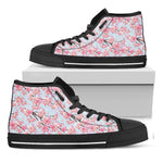 Sakura Flower Cherry Blossom Print Black High Top Shoes