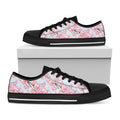 Sakura Flower Cherry Blossom Print Black Low Top Sneakers