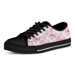 Sakura Flower Cherry Blossom Print Black Low Top Shoes