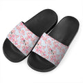 Sakura Flower Cherry Blossom Print Black Slide Sandals