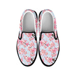 Sakura Flower Cherry Blossom Print Black Slip On Shoes