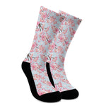 Sakura Flower Cherry Blossom Print Crew Socks