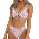 Sakura Flower Cherry Blossom Print Front Bow Tie Bikini