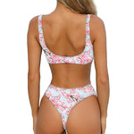 Sakura Flower Cherry Blossom Print Front Bow Tie Bikini