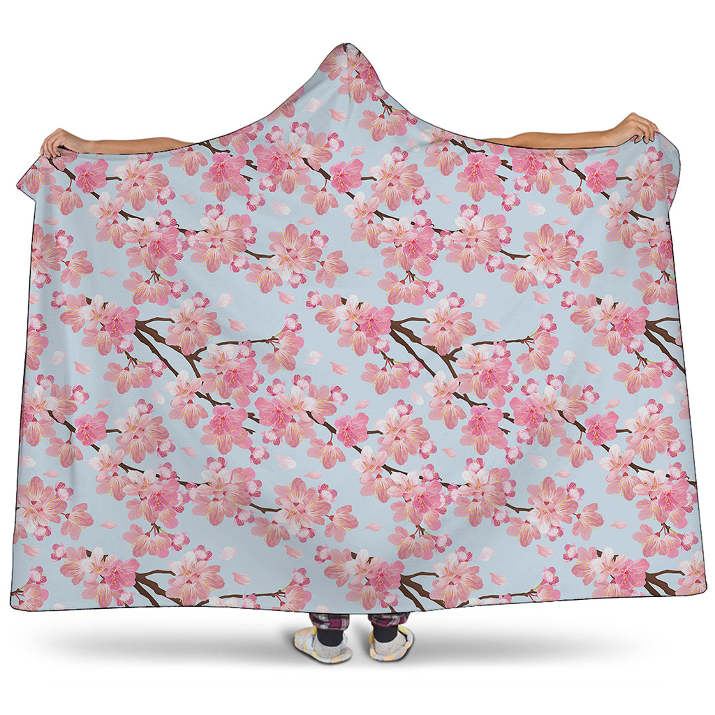 Sakura Flower Cherry Blossom Print Hooded Blanket