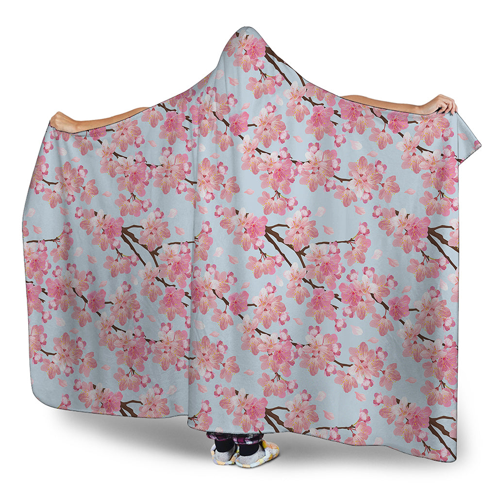 Sakura Flower Cherry Blossom Print Hooded Blanket