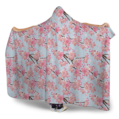 Sakura Flower Cherry Blossom Print Hooded Blanket