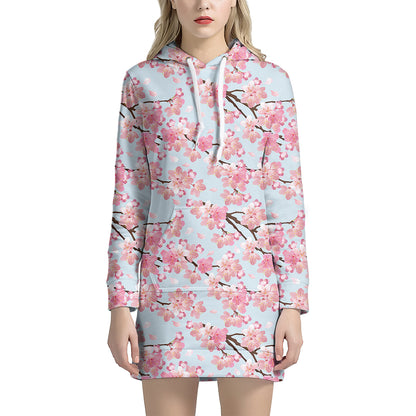 Sakura Flower Cherry Blossom Print Hoodie Dress