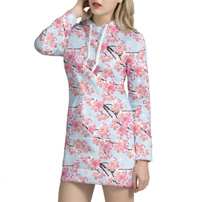 Sakura Flower Cherry Blossom Print Hoodie Dress