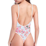 Sakura Flower Cherry Blossom Print One Piece High Cut Swimsuit