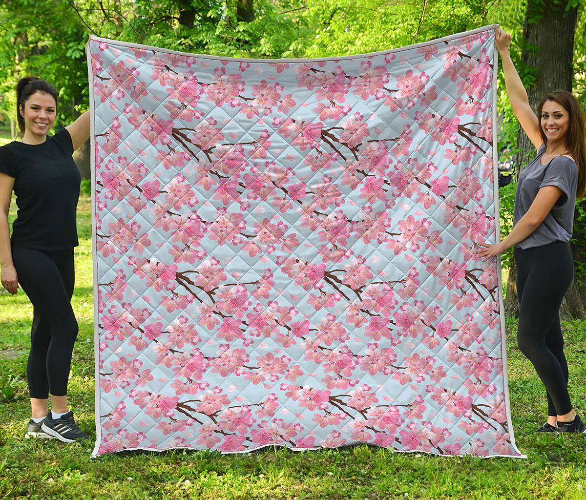 Sakura Flower Cherry Blossom Print Quilt