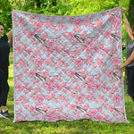 Sakura Flower Cherry Blossom Print Quilt
