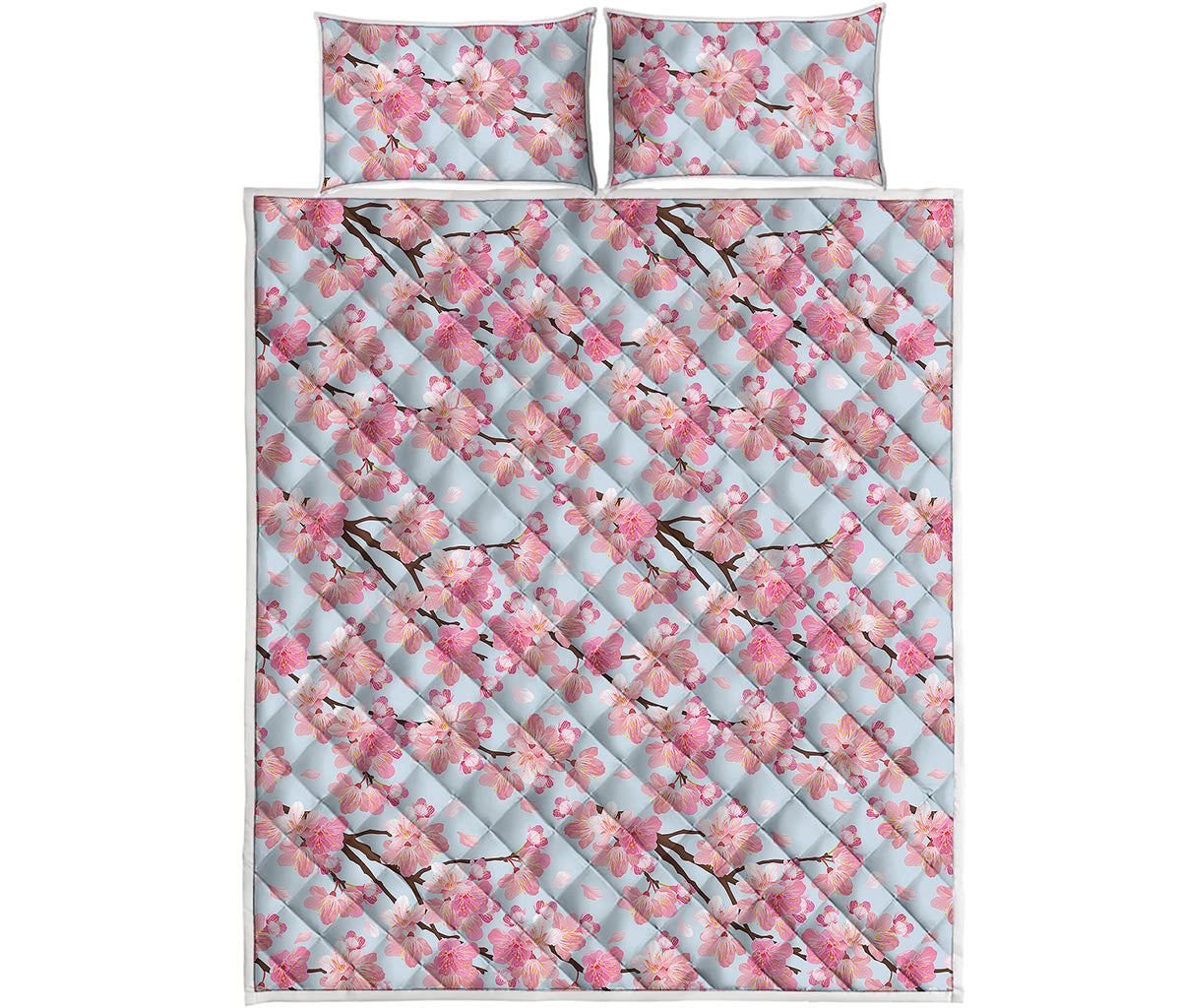 Sakura Flower Cherry Blossom Print Quilt Bed Set
