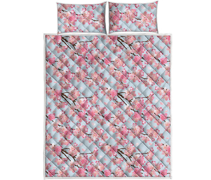 Sakura Flower Cherry Blossom Print Quilt Bed Set