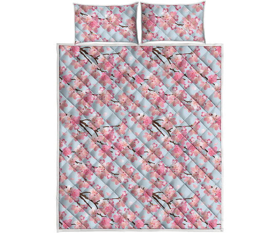 Sakura Flower Cherry Blossom Print Quilt Bed Set