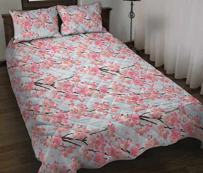 Sakura Flower Cherry Blossom Print Quilt Bed Set