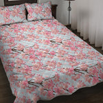 Sakura Flower Cherry Blossom Print Quilt Bed Set