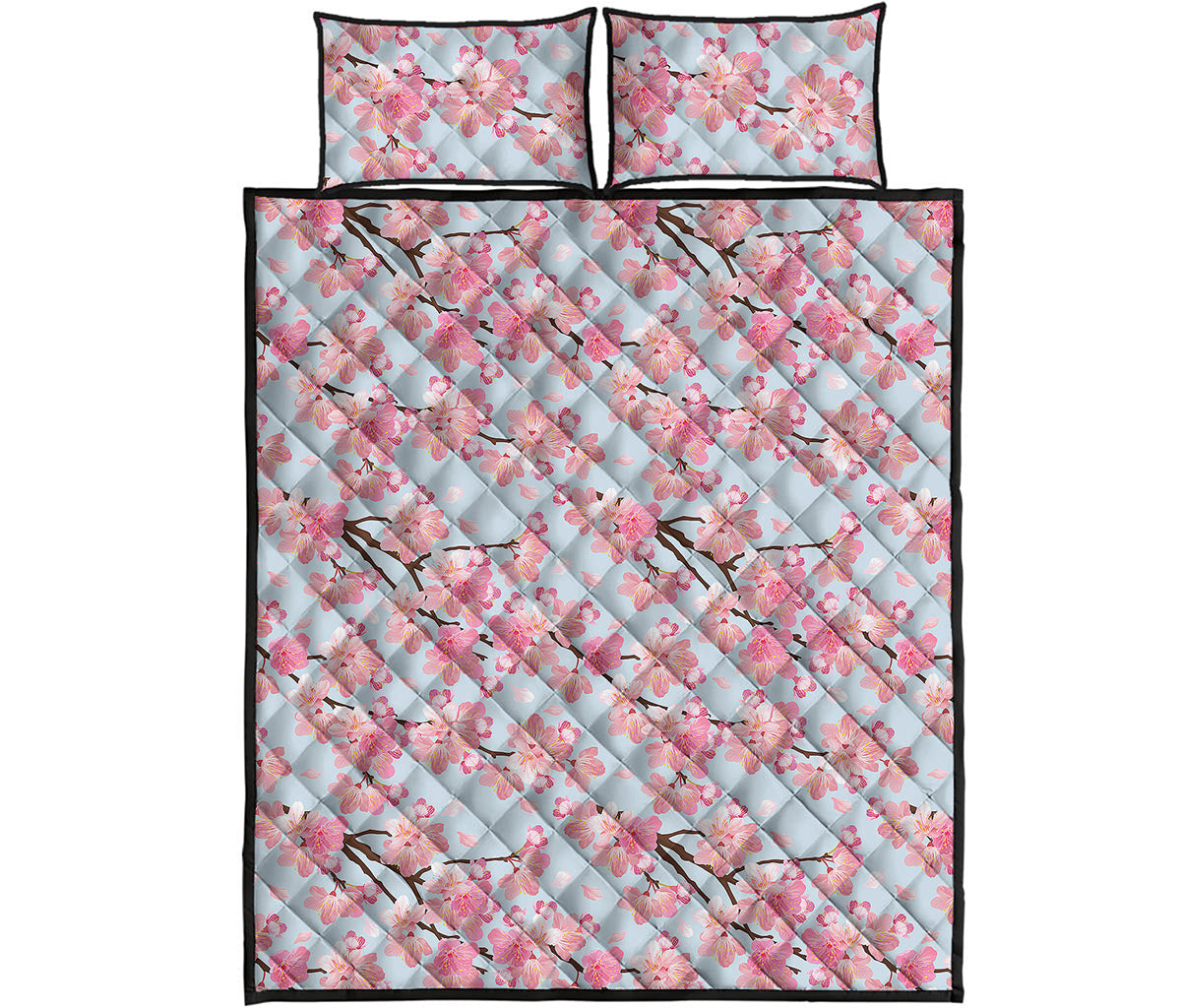 Sakura Flower Cherry Blossom Print Quilt Bed Set