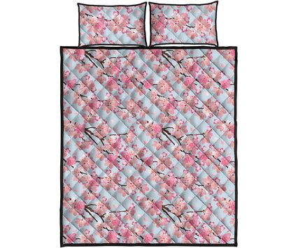 Sakura Flower Cherry Blossom Print Quilt Bed Set