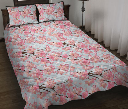 Sakura Flower Cherry Blossom Print Quilt Bed Set