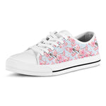 Sakura Flower Cherry Blossom Print White Low Top Shoes
