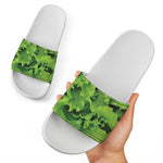 Salad Vegetable Print White Slide Sandals