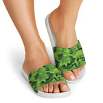 Salad Vegetable Print White Slide Sandals
