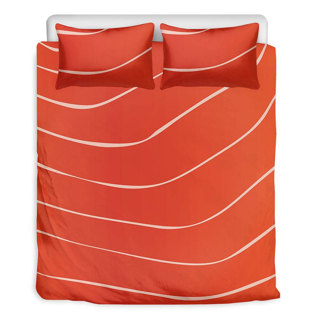 Salmon Artwork Print Duvet Cover Bedding Set