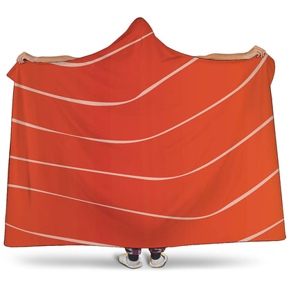 Salmon Artwork Print Hooded Blanket
