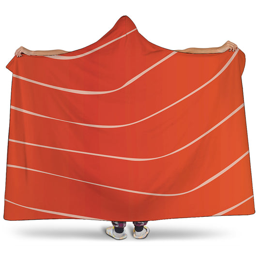 Salmon Artwork Print Hooded Blanket