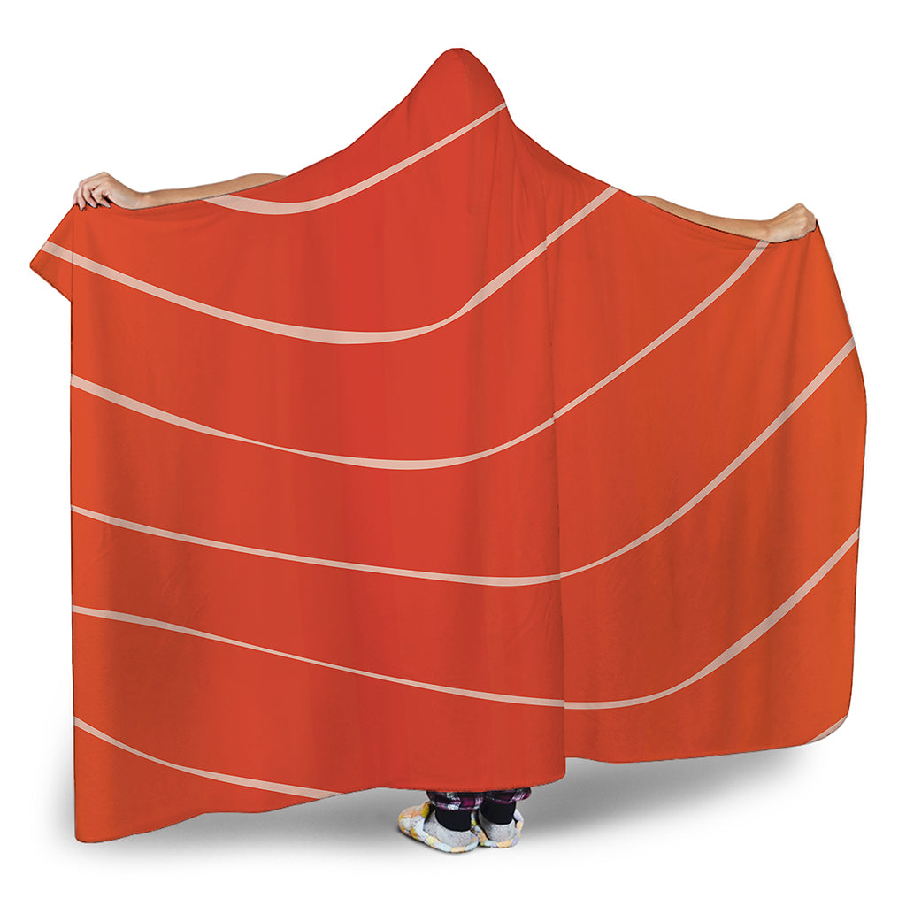Salmon Artwork Print Hooded Blanket