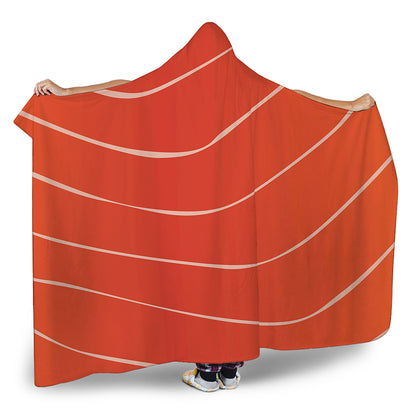Salmon Artwork Print Hooded Blanket