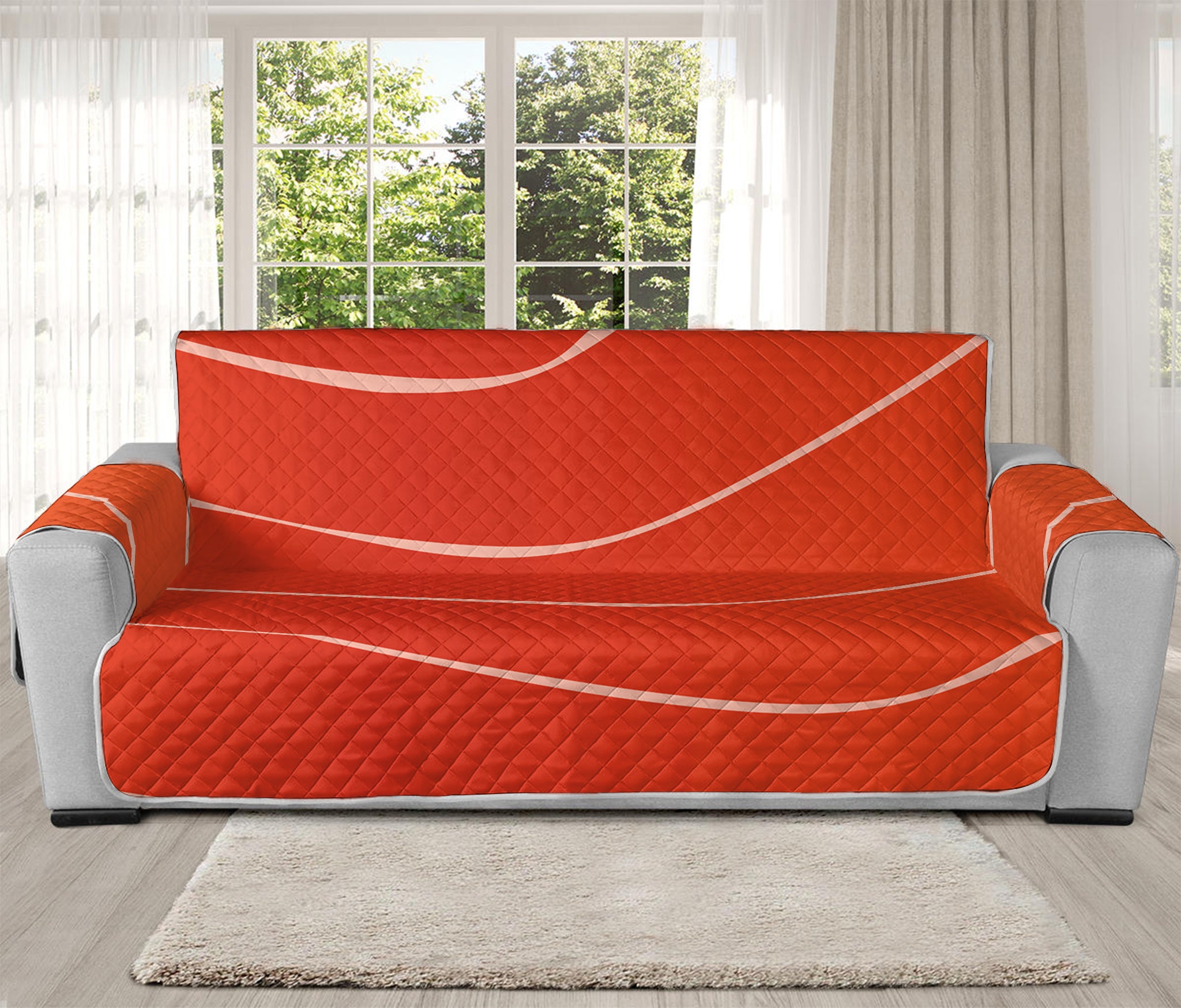 Salmon Artwork Print Oversized Sofa Protector