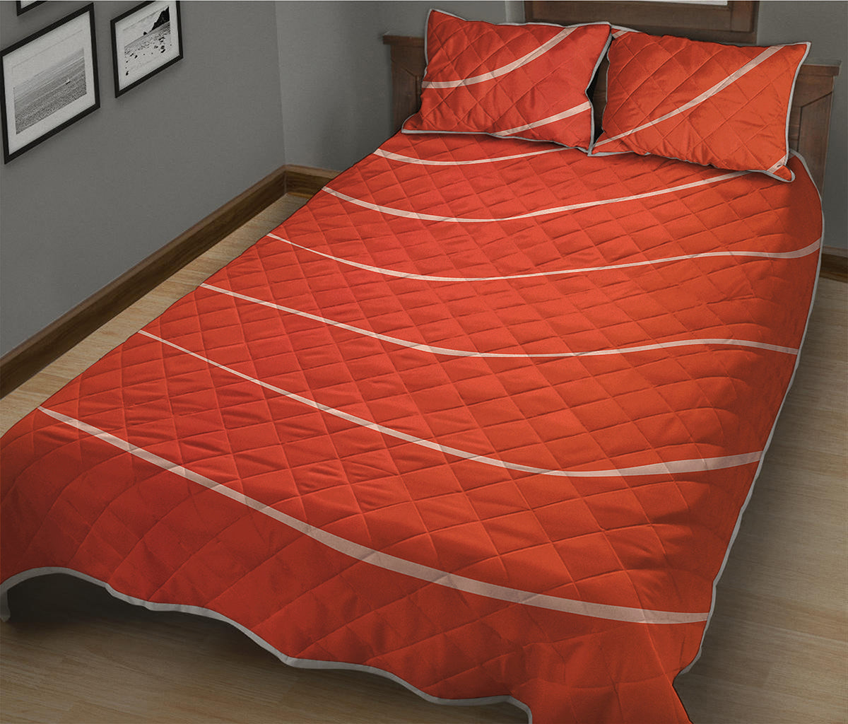 Salmon Artwork Print Quilt Bed Set