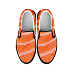 Salmon Fillet Print Black Slip On Shoes
