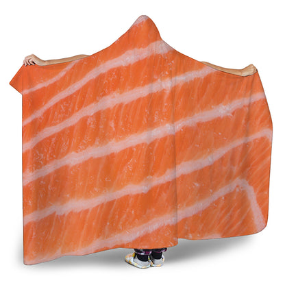 Salmon Fillet Print Hooded Blanket