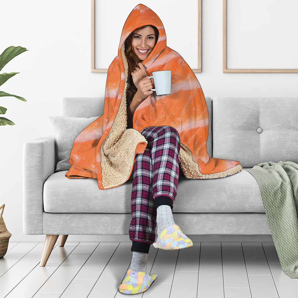 Salmon Fillet Print Hooded Blanket