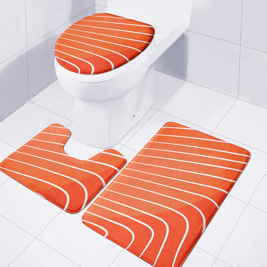 Salmon Print 3 Piece Bath Mat Set