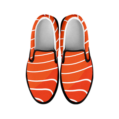 Salmon Print Black Slip On Shoes