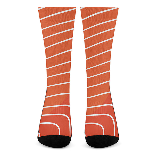Salmon Print Crew Socks