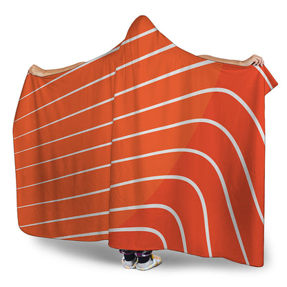 Salmon Print Hooded Blanket
