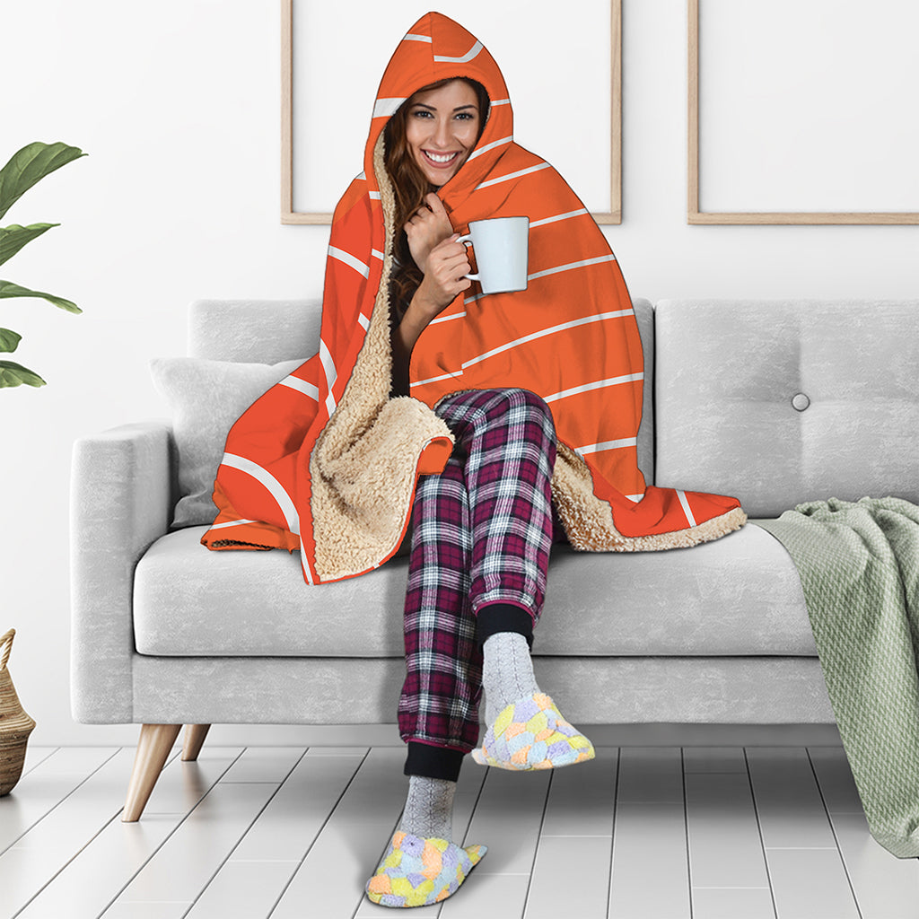 Salmon Print Hooded Blanket