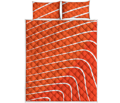 Salmon Print Quilt Bed Set