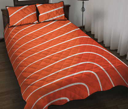 Salmon Print Quilt Bed Set