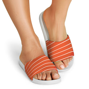 Salmon Print White Slide Sandals